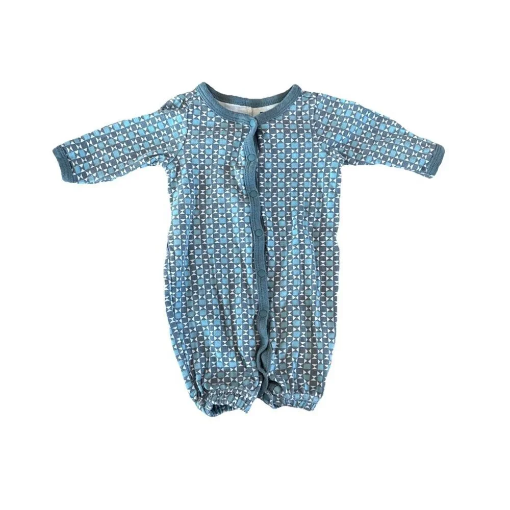 Tea Collection Blue Romper Snap One Piece Bodysuit Newborn Geometric Pajamas